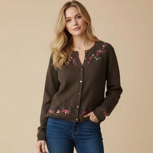 Vintage Huibao Embroidered Cardigan Sweater